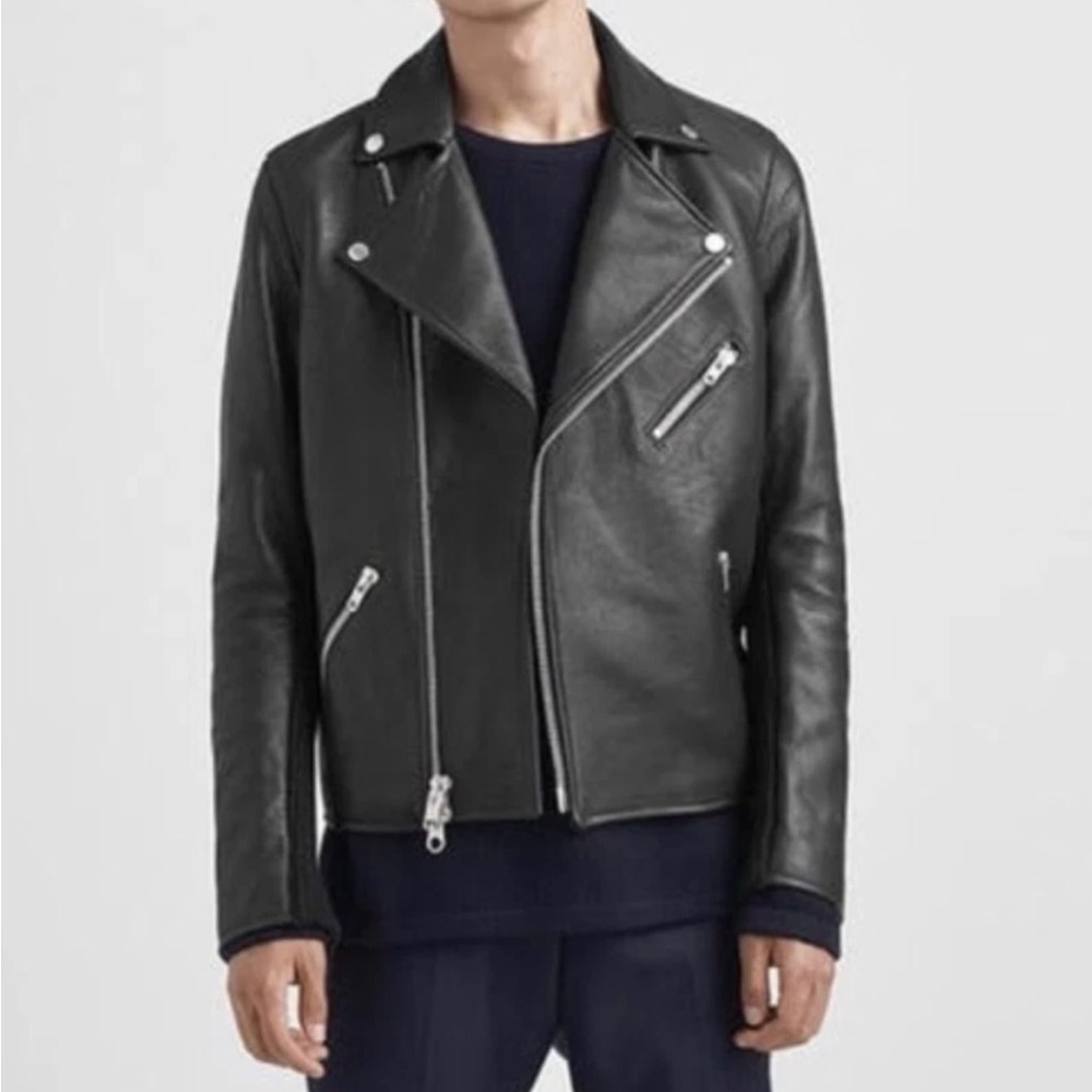 The Arrivals Lautner Leather Jacket Mens Size Medium Classic Moto Jacket Black